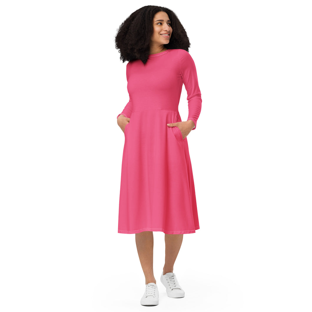 Barbie Pink all-over print long sleeve midi dress Christiana Nisi Barbie Pink all-over print long sleeve midi dress Christiana Nisi
