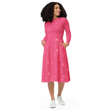Barbie Pink two toned stars all-over print long sleeve midi dress