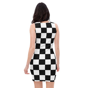 Black and White Checkered Bodycon Dress