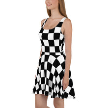 Black and white checkered Fit and Flare Skater Dress