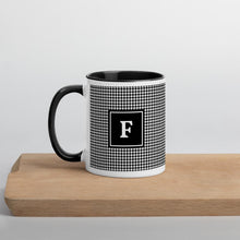 Initial Houndstooth Mug with Solid Black Inside