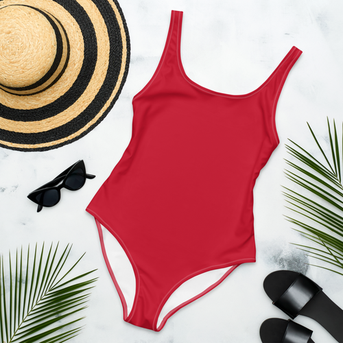 Plain Bae Watch Red One-Piece Swimsuit