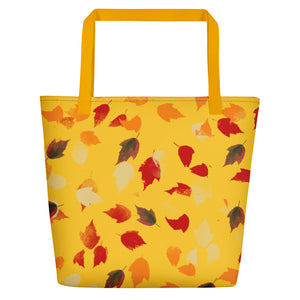 Fall Leaves Tote with Yellow Background