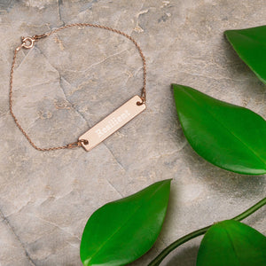 “Resilient” Engraved Self-Affirmation Bar & Chain Bracelet