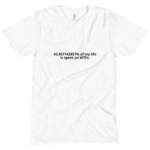 “42.857142857% of my life is spent on wtf” Unisex T-shirt