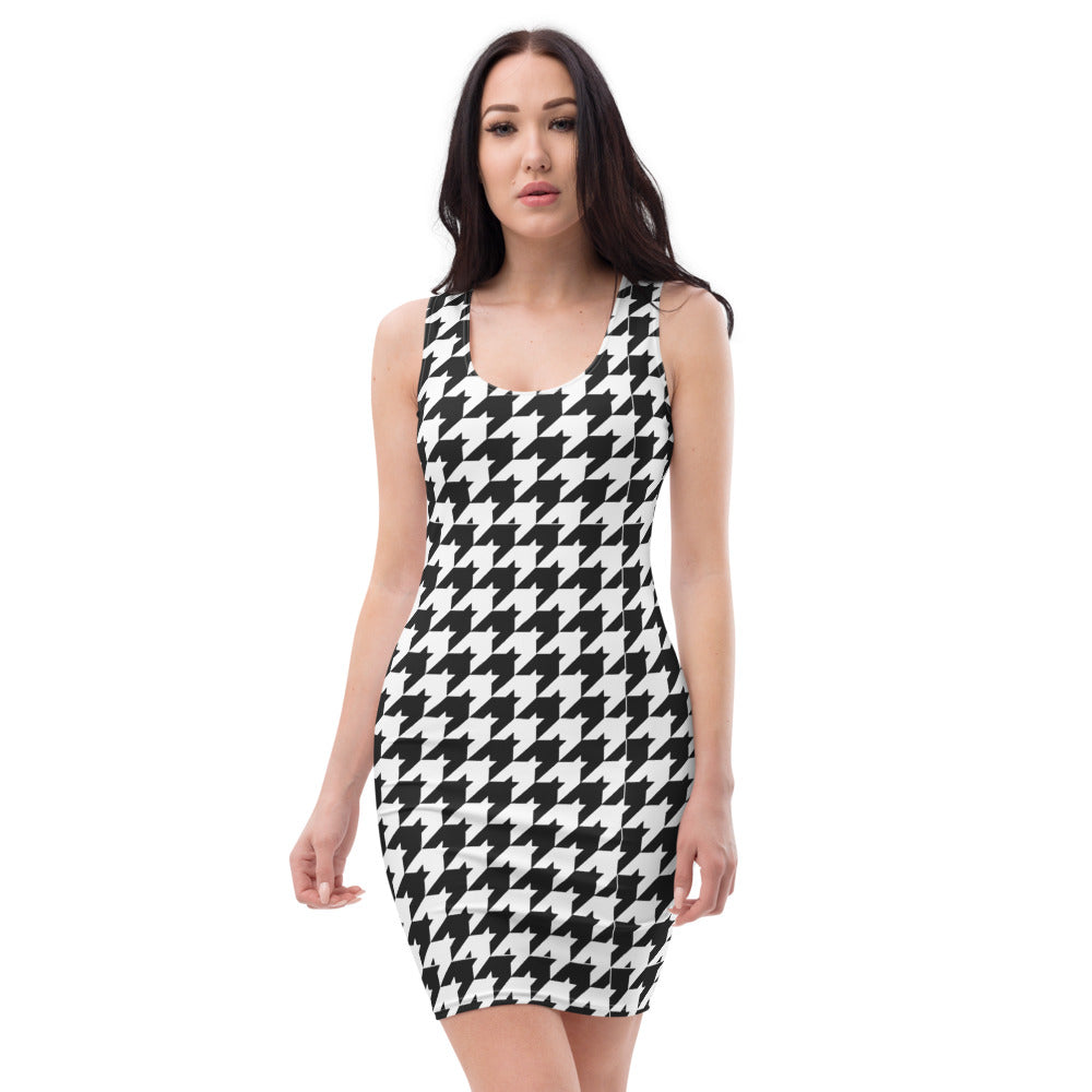 Classice Houndstooth Bodycon Dress