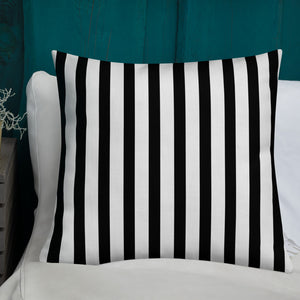 Black & White Striped Halloween Pillow