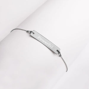 “Powerful” Engraved Self-Affirmation Bar & Chain Bracelet